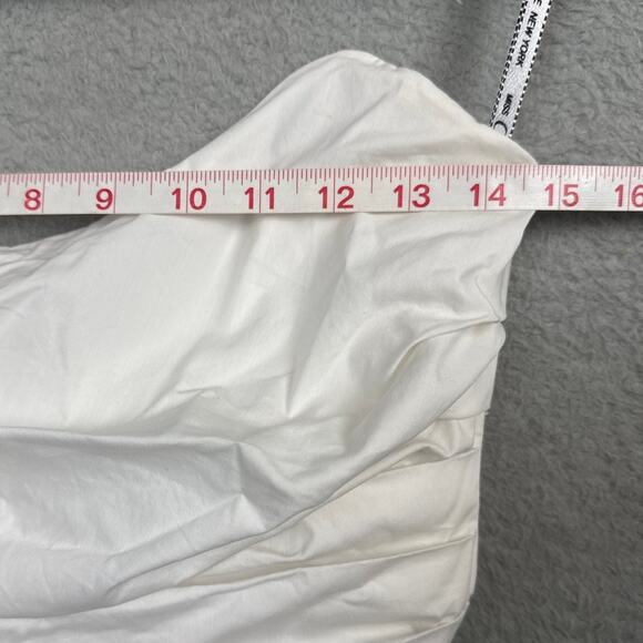 Miss Circle Women's Ruched Strapless Mini Dress White Gold Back Zipper White Out - Picture 6 of 10